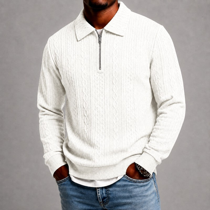 Seth - Men's Textured Cable Knit Quarter-Zip Sweater 2