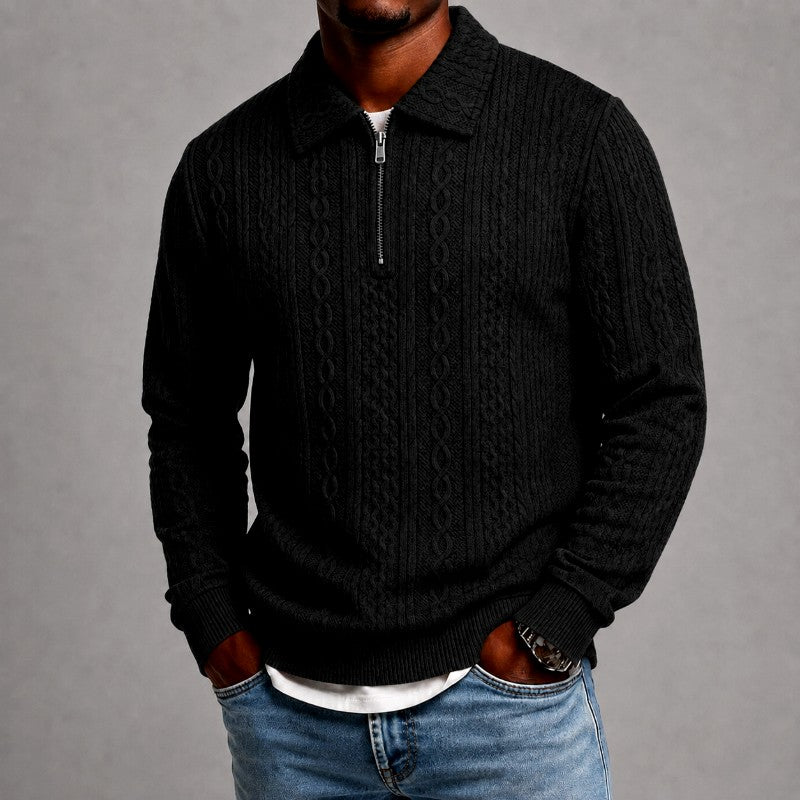 Seth - Men's Textured Cable Knit Quarter-Zip Sweater 3