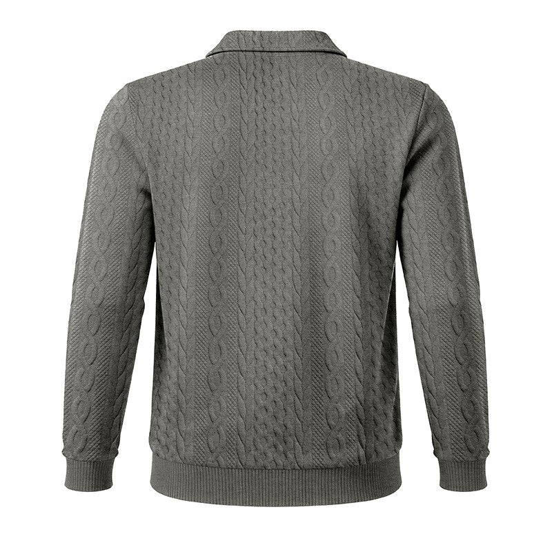 Seth - Men's Textured Cable Knit Quarter-Zip Sweater 5