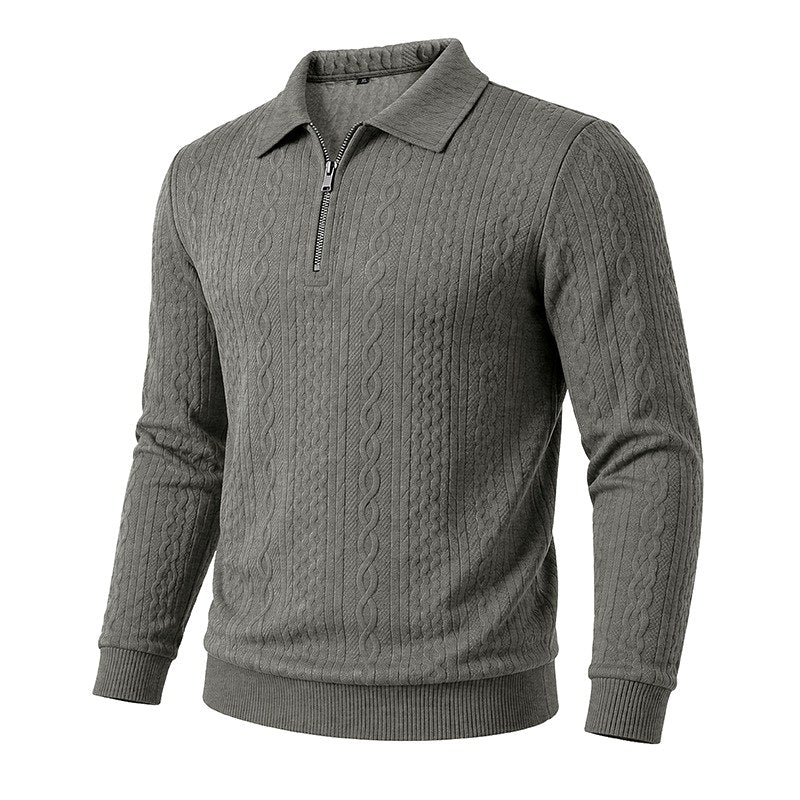 Seth - Men's Textured Cable Knit Quarter-Zip Sweater 6