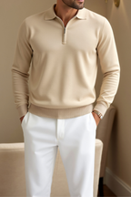 Silas - Men's Quarter-Zip Polo Shirt with Turndown Collar