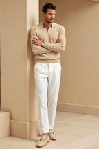 Silas - Men's Quarter-Zip Polo Shirt with Turndown Collar