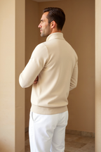 Silas - Men's Quarter-Zip Polo Shirt with Turndown Collar