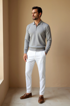 Silas - Men's Quarter-Zip Polo Shirt with Turndown Collar