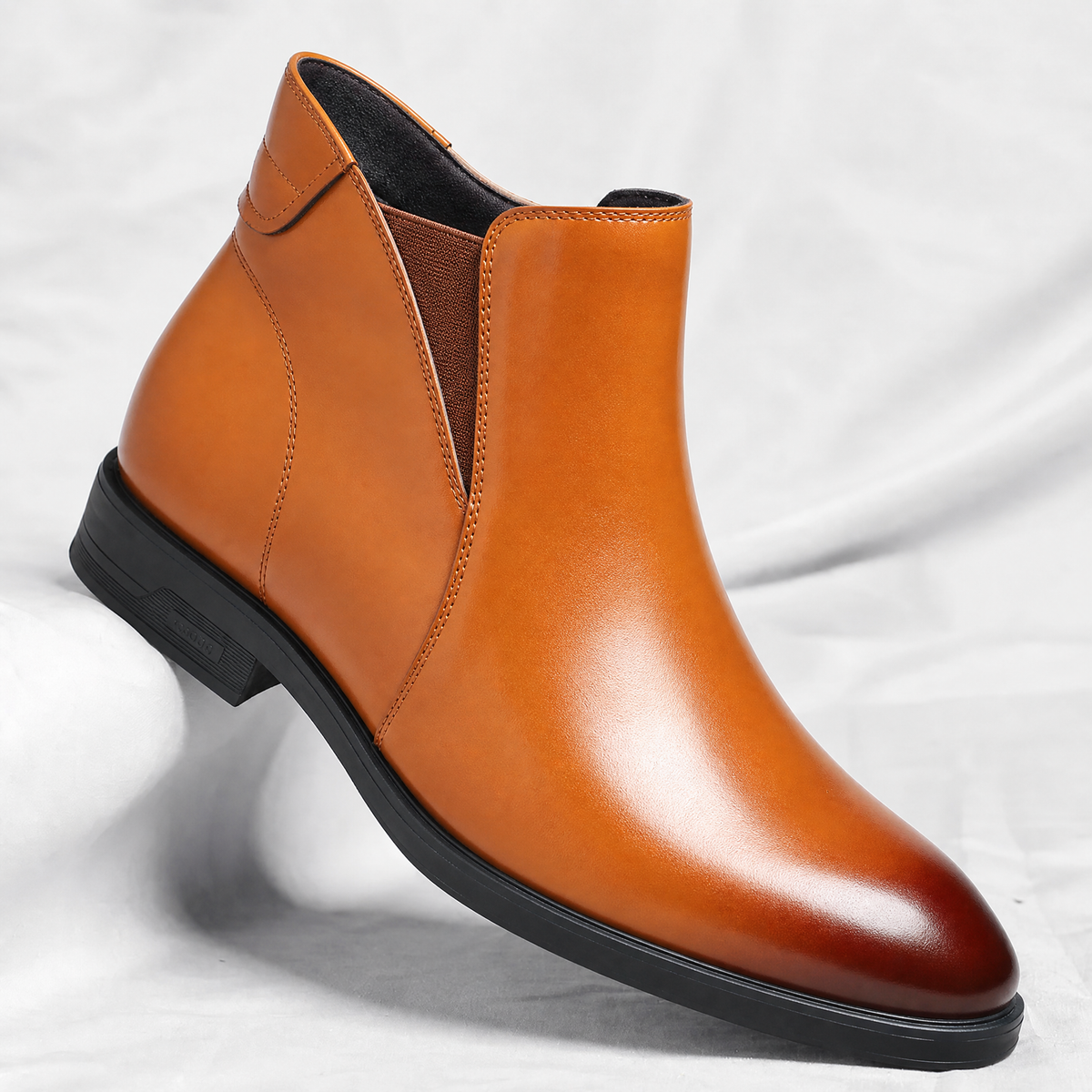 Tonny - Men's Leather Chelsea Boots with Elastic Side Gussets