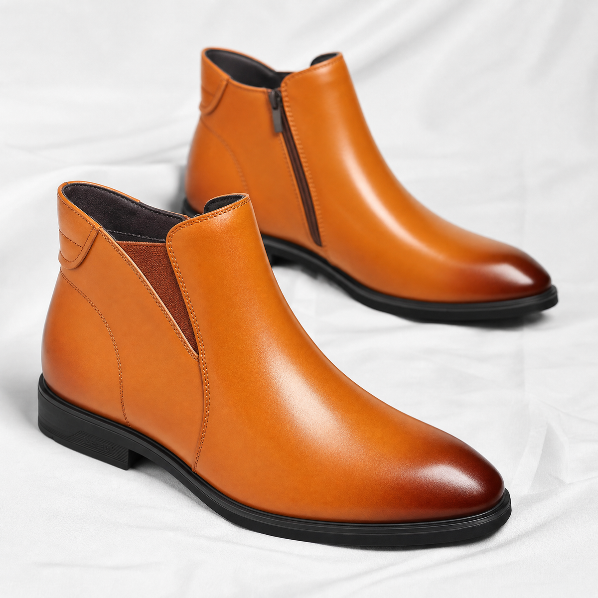 Tonny - Men's Leather Chelsea Boots with Elastic Side Gussets