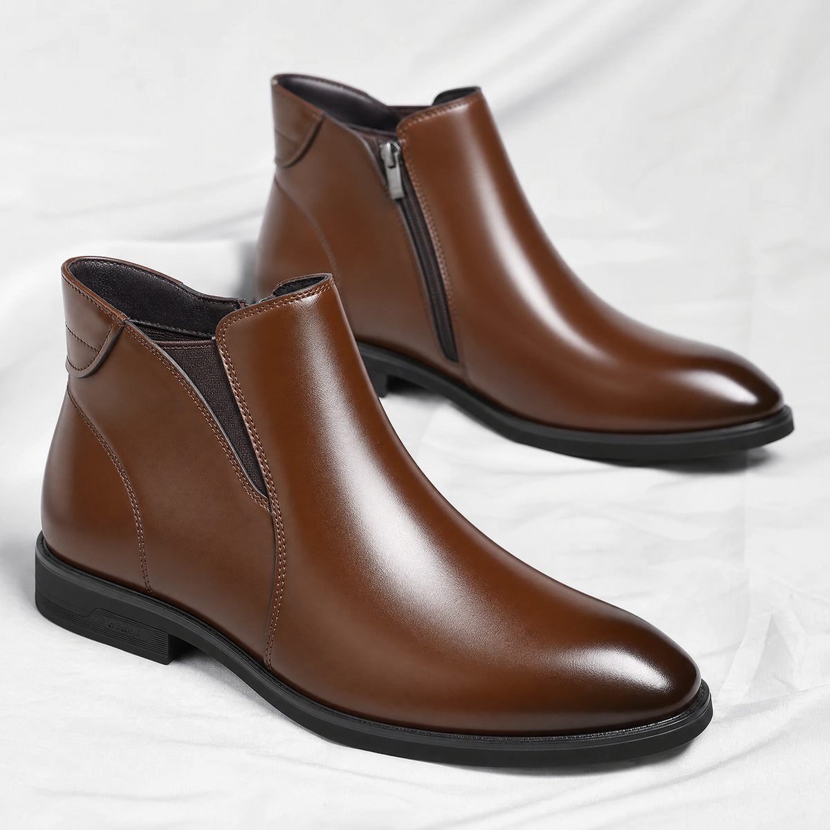 Tonny - Men's Leather Chelsea Boots with Elastic Side Gussets