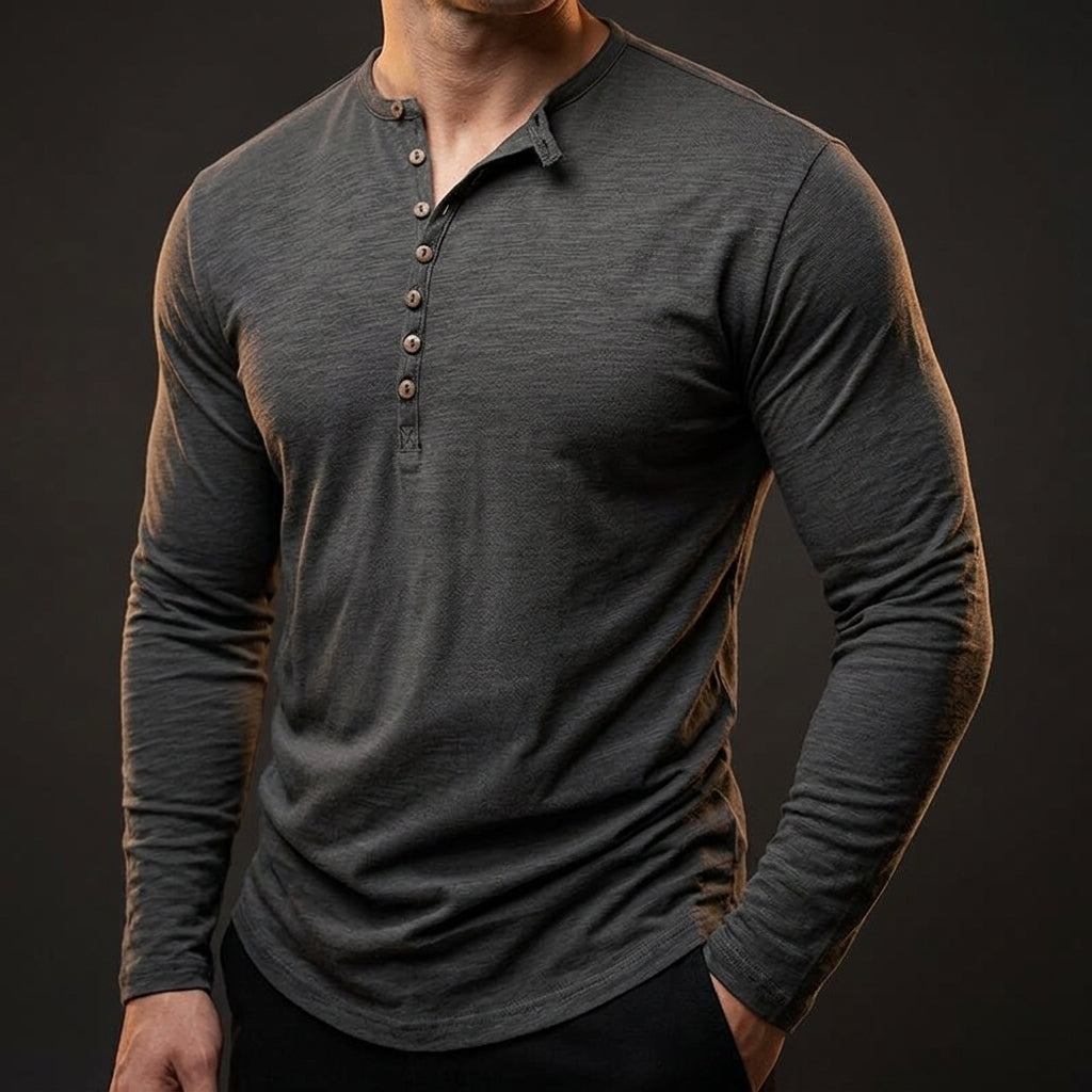 Tony - Men's Henley Shirt with Buttoned Placket
