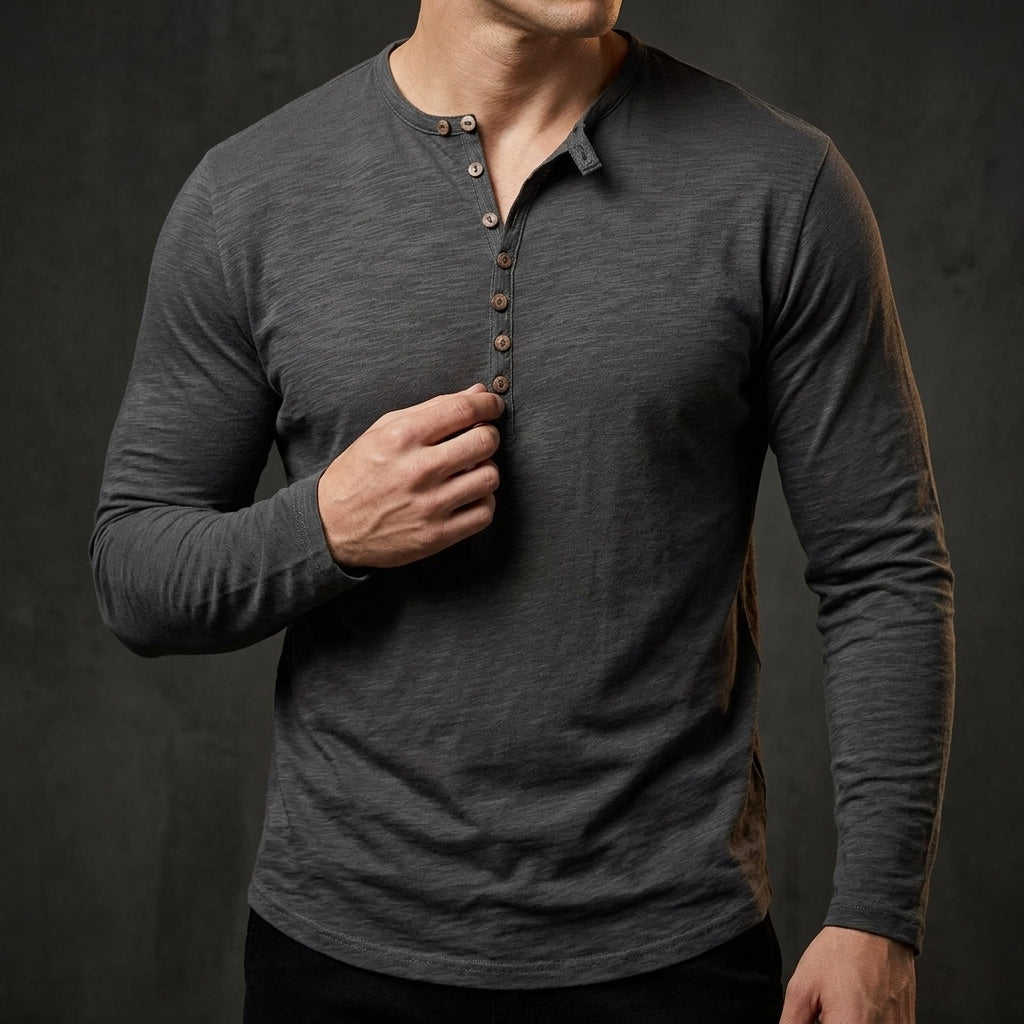 Tony - Men's Henley Shirt with Buttoned Placket