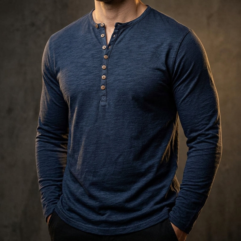 Tony - Men's Henley Shirt with Buttoned Placket