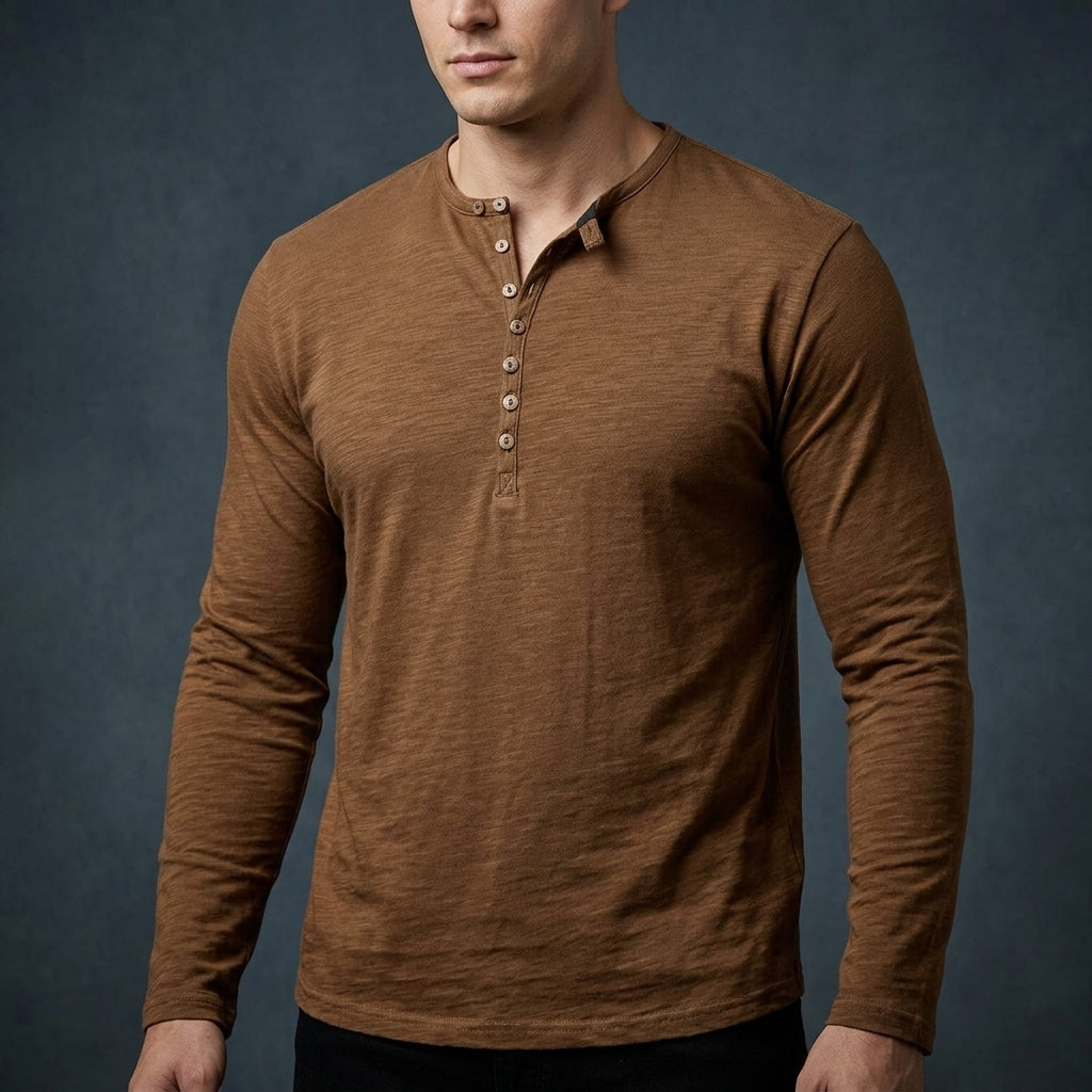 Tony - Men's Henley Shirt with Buttoned Placket