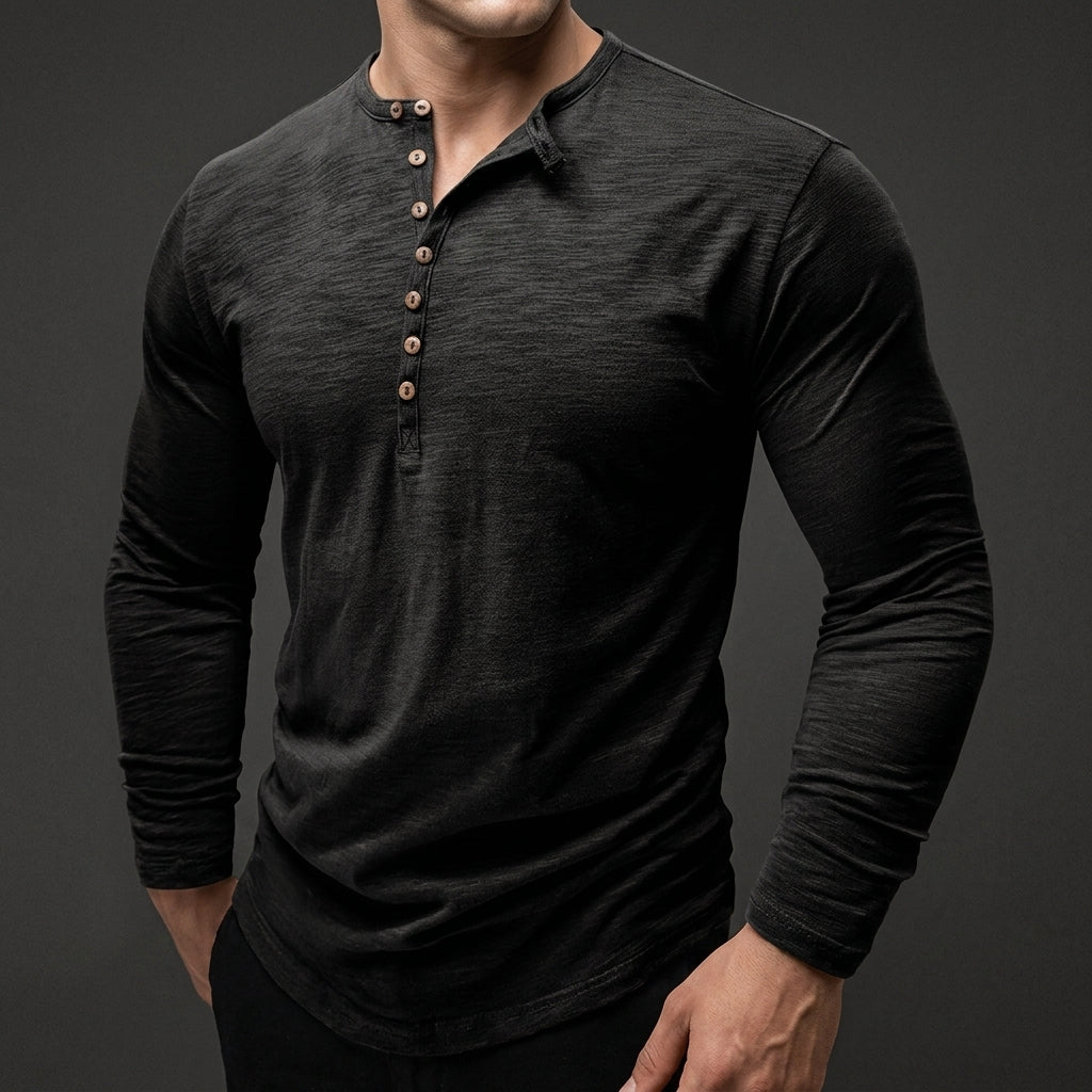Tony - Men's Henley Shirt with Buttoned Placket