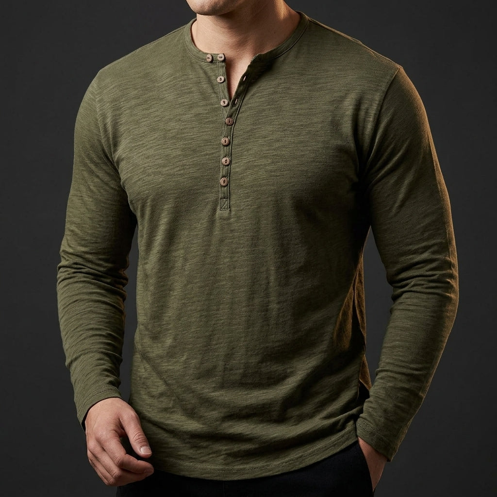 Tony - Men's Henley Shirt with Buttoned Placket