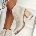 Valencia - Women's Studded Sole Western Ankle Boots 
