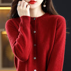 Valentina - Women's Cashmere Crew Neck Button-Front Cardigan 3