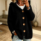 Valerie - Women's Chunky Oversized Button-Front Hooded Cardigan 1