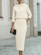 Vera - Women's Boat-Neck Cropped Top and Skirt Set