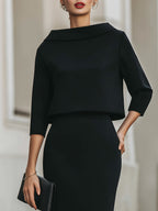 Vera - Women's Boat-Neck Cropped Top and Skirt Set