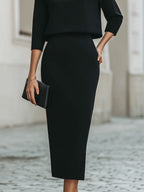 Vera - Women's Boat-Neck Cropped Top and Skirt Set