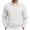 Warren - Men's Textured Long Sleeve Polo Fall Sweatshirt 1