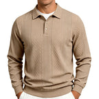 Warren - Men's Textured Long Sleeve Polo Fall Sweatshirt 4