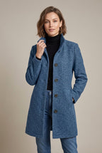 Zaylee - Women's Notch Collar Button-Front Wool Blend Coat