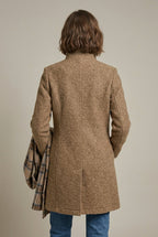 Zaylee - Women's Notch Collar Button-Front Wool Blend Coat