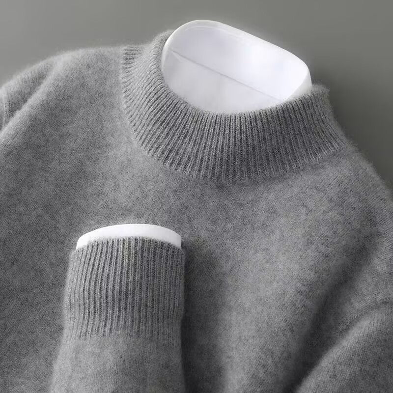 Zayn - Men's Cashmere Mock-Neck Sweater with Ribbed Trim