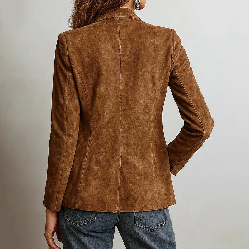 Zoe - Women's Suede Blazer with Notch Lapels