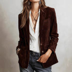 Zoe - Women's Suede Blazer with Notch Lapels